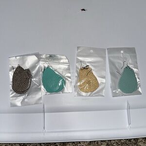 Bundle of Leather Teardrop Earrings New in Packaging